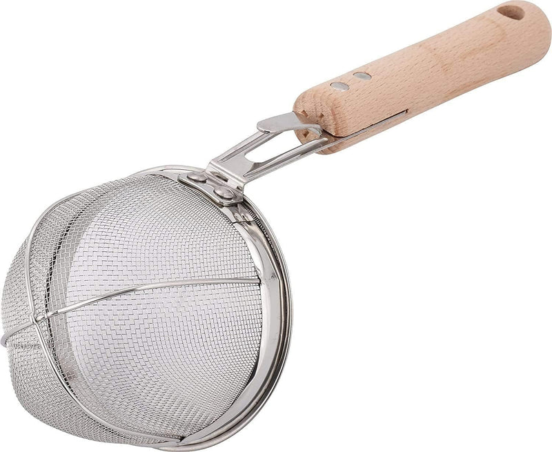 TIKUSAN Miso Strainer Miso Dissolving Misokoshi Stainless Steel with Wooden Muddler for Making Miso Soup Made in Japan (3.5 x 2.8)