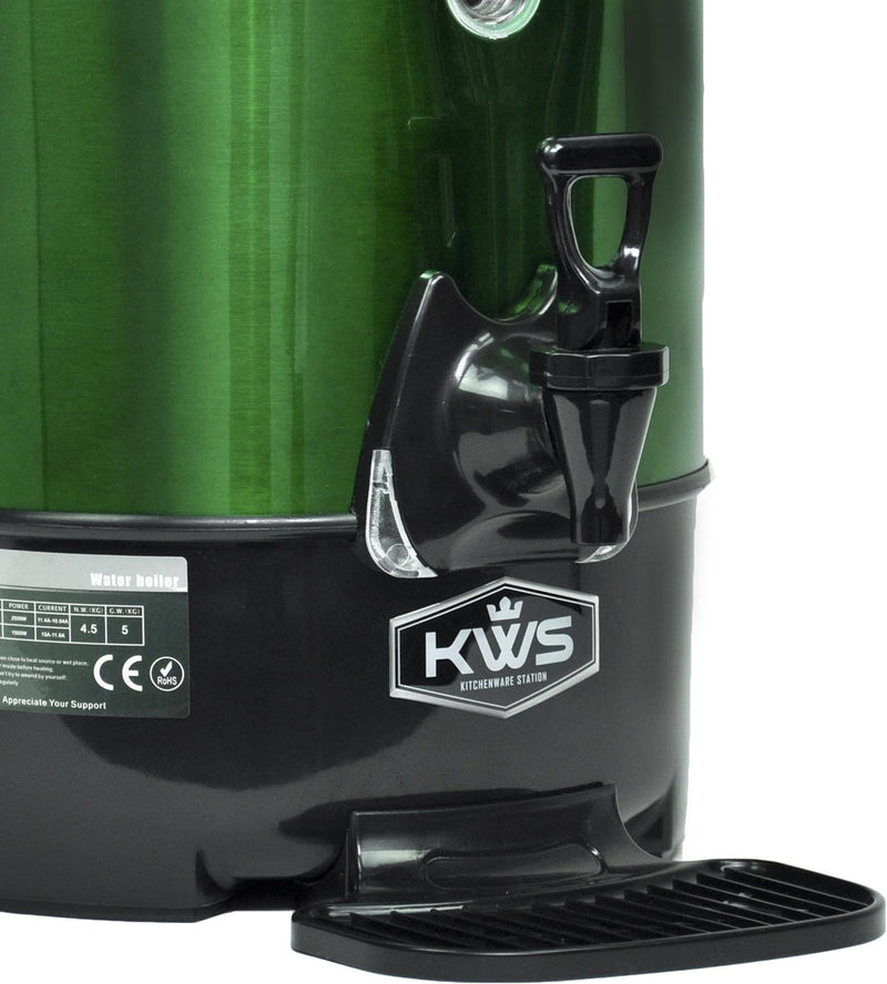 KWS WB-10 9.7L/41Cups Commercial Heat Insulated Water Boiler and Warmer Stainless Steel (Green)