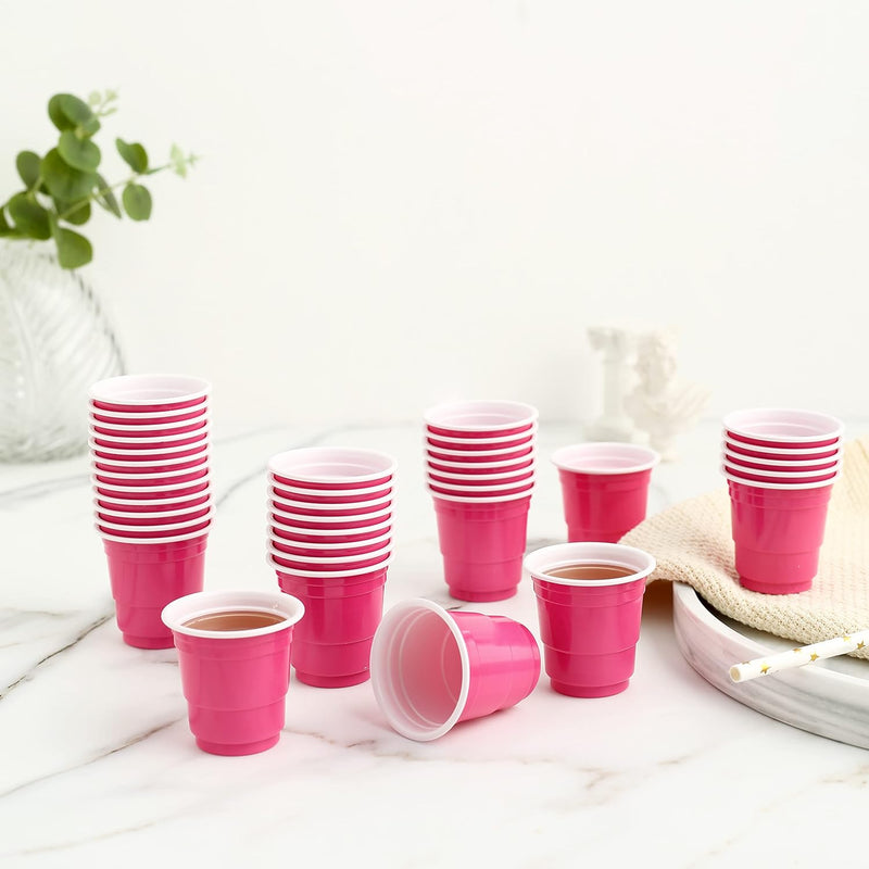 Pink Plastic Shot Cups, 100ct 2oz, Hot Pink Party Cups, Bachelorette Party, Birthday Party Cups, Jello Shots, Baby shower, Hot Pink Party favors, Pink Party, Party Shot Glasses