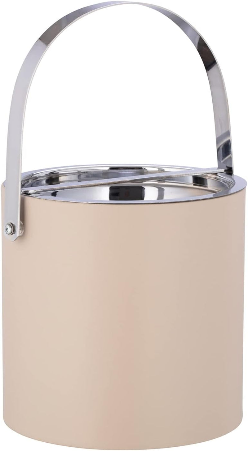 Kraftware 3qt Brushed Gold Arch Handle & Bridge Cover: White Santa Barbara 3 quart Ice Bucket, Small