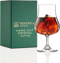 Hemswell Crystal Small Cut Crystal Brandy Snifter Glass - Traditional Cut Elegant and Refined Crystal Cut Glass - Nosing Glass - Suitable for Most Neat Spirits - Made in Europe