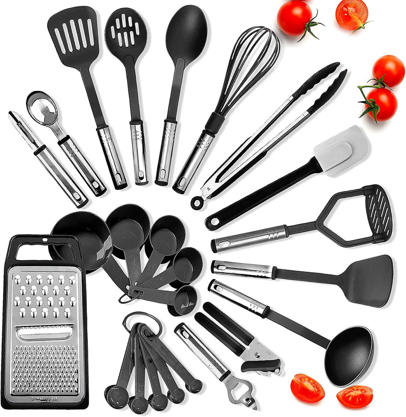 Eatex Nonstick Bakeware Sets with Baking Pans Set, 39 Piece Baking Set with Muffin Pan, Cake Pan & Cookie Sheets for Baking Nonstick Set, Steel Baking Sheets for Oven with Kitchen Utensils Set - Black