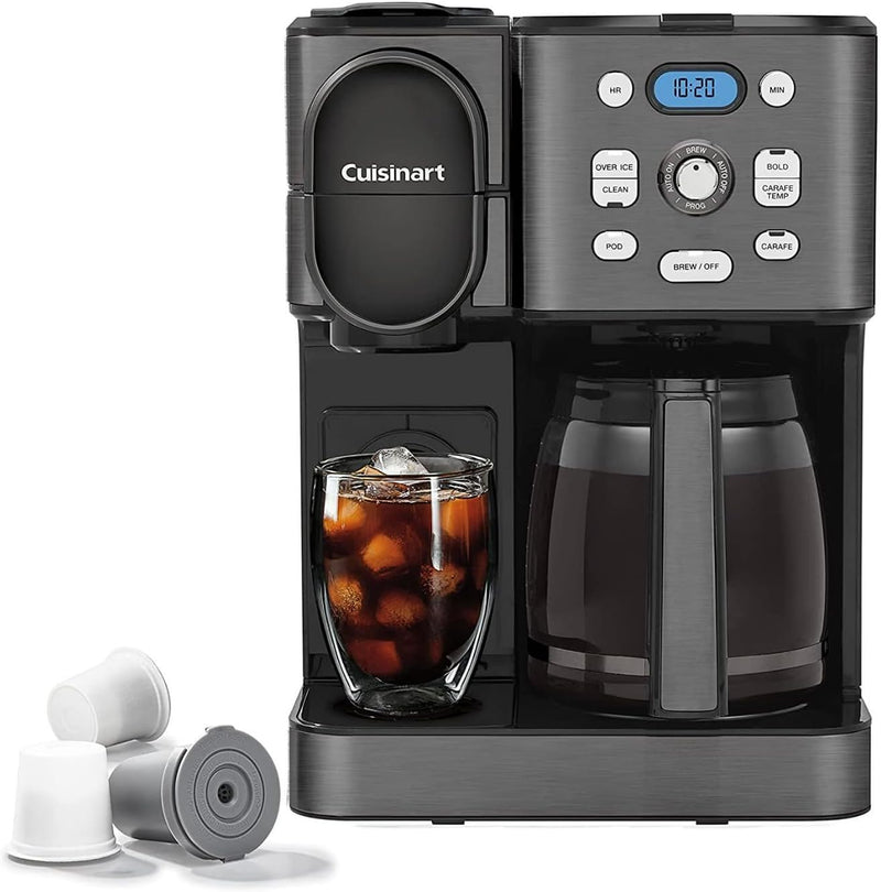 Cuisinart Stainless Steel Coffee Center Combo Coffee Maker (Black) Bundle with Colombian Roast Single Serve KCup and Stainless Steel Tumbler (3 Items)