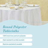 Leading Linens 10-Pcs 120" Inch round Polyester Cloth Fabric Linen Tablecloth - Wedding Reception Restaurant Banquet Party - Machine Washable - Ivory