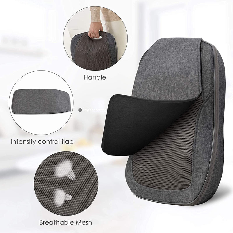 COMFIER Cordless Back Massager with Heat - Rechargeable Chair Massager, Shiatsu Massage Chair Pad with Adjustable Intensity,Portable Massage Cushion, Ideal Gifts for Men/Women