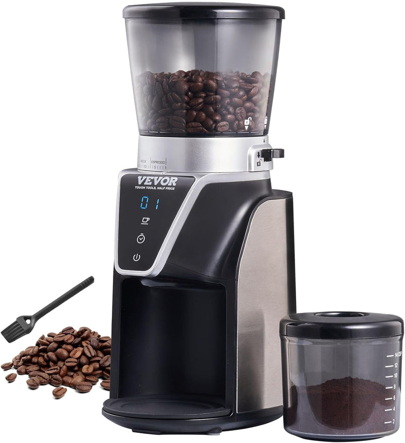 VEVOR Coffee Grinder with 38 Precise Conical Burr Coffee Grinder 5.3-Ounce 20 Cups Coffee Bean Grinder Perfect for Drip, Espress