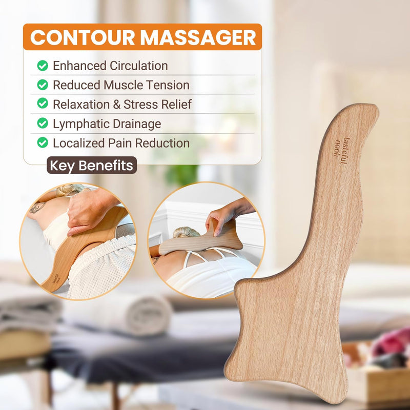 Wood Therapy Massage Tools Kit (Set of 4) - Lymphatic Drainage Massager - Body Roller - Body Sculpting - Wood Massage Tool for Cellulite - Maderoterapia Kit - Massage Tools w/Storage Bag