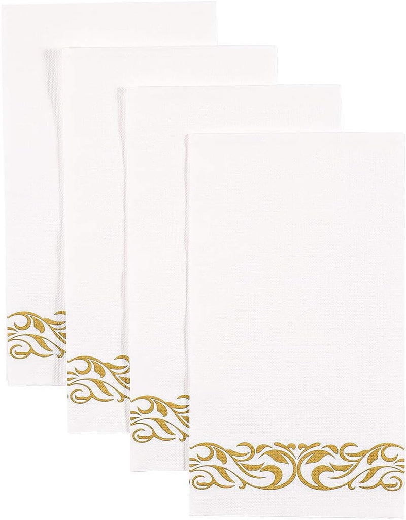 200 Pack Vplus Paper Napkins Guest Towels Disposable Premium Quality 3-ply Dinner Napkins Soft, Absorbent, Party, Wedding Napkins for Kitchen, Parties, Dinners or Events (Gold)