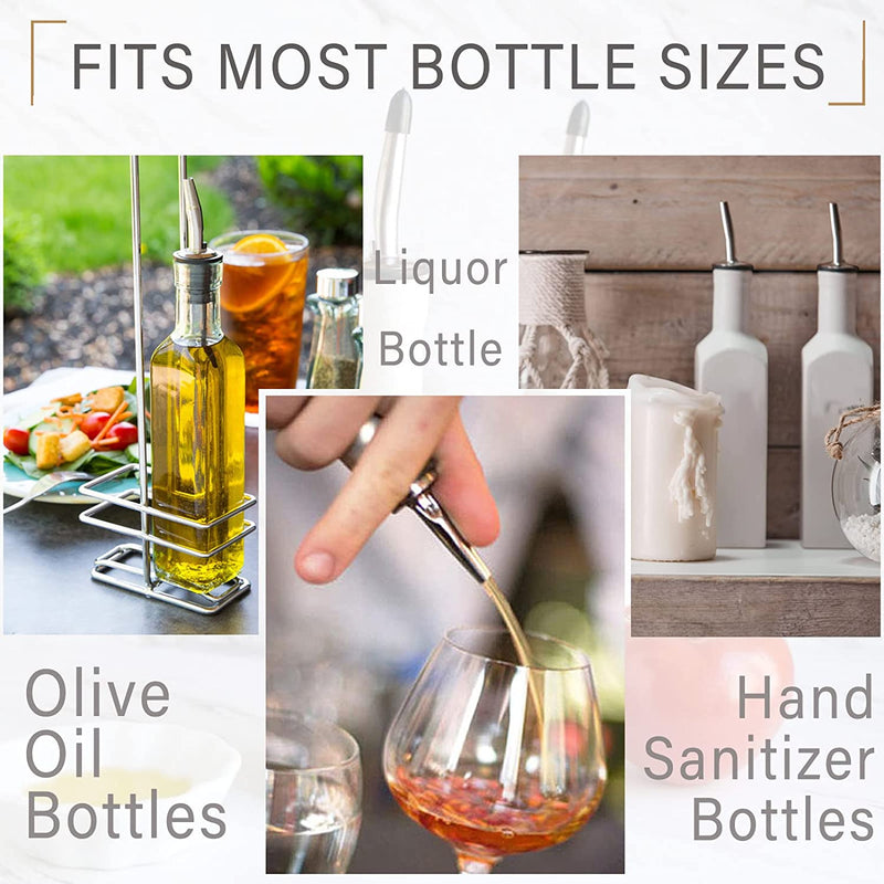 LanMa Olive Oil Spout Pourer, 2PCS Stainless Steel Liquor Bottle Pourers Spouts with Rubber Dust Caps