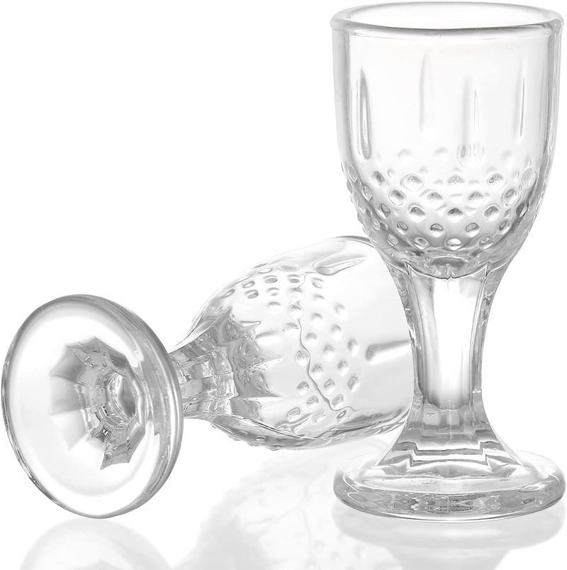 Coloch 24 Pack 0.5 Oz Clear Shot Glasses with Stem, Carved Mini Goblet Liquor Glasses Heavy Base Crystal Tasting Glasses Cordial Glasses for Tequila, Vodka, Cocktail, Sherry, Bar, Restaurant