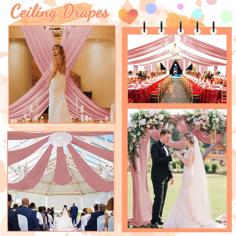 Wedding Drapes - 2 Panels 5X20 FT - Dusty Rose Sheer Fabric
