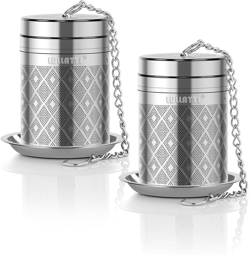 Tea Infusers for Loose Tea, (2 Pack) 18/8 Stainless Steel Tea Strainer Set, Extra Fine Mesh Tea Steeper for Brew Tea, Spices & Seasoning