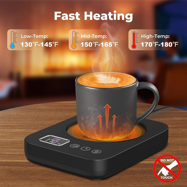 Coffee Mug Warmer - Cup Warmer for Desk Candle Warmer Automatic Shut Off, Smart Beverage Warmer with 3 Temperature Settings Touch Switch for Coffee, Water, Milk, Tea, Safely Use for Office/Home