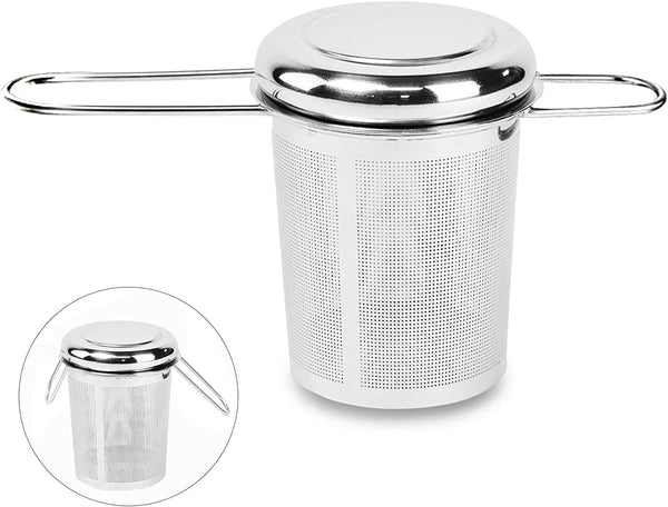 Tea Infuser,Stainless Steel Tea Steeper Fine Mesh Filters, Large Capacity Tea Strainer With Folding Handle And Lid,Hanging On Teapots Mugs Cups To Steep Loose Leaf Tea And Coffee(1 Piece,Silver)