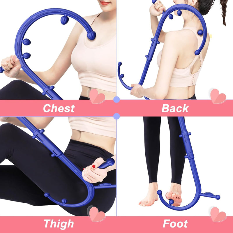 Back and Neck Massager - Massage Trigger Point Cane,Self Massage Tool, Birthday Gifts for Women Men Her Him Mom,Valentines Day Gifts for Her Him Boyfriend(Blue)