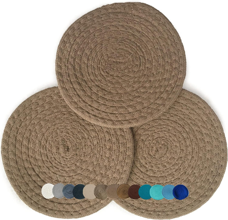 8" Trivets for Hot Dishes, Pots, and Pans – Kitchen Discovery – Set of 3 Chenille Hot Pads for Kitchen Protects Tables and Counters – Hot Mat Doubles as Coaster and Pot Holder, Teal