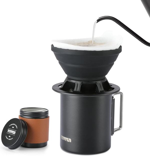 Tuffen Pour Over Coffee Maker, Portable Pour Over Coffee Set, Collapsible Filter, Easy to Use & Clean, Ideal for Home, Office & Outdoor Use