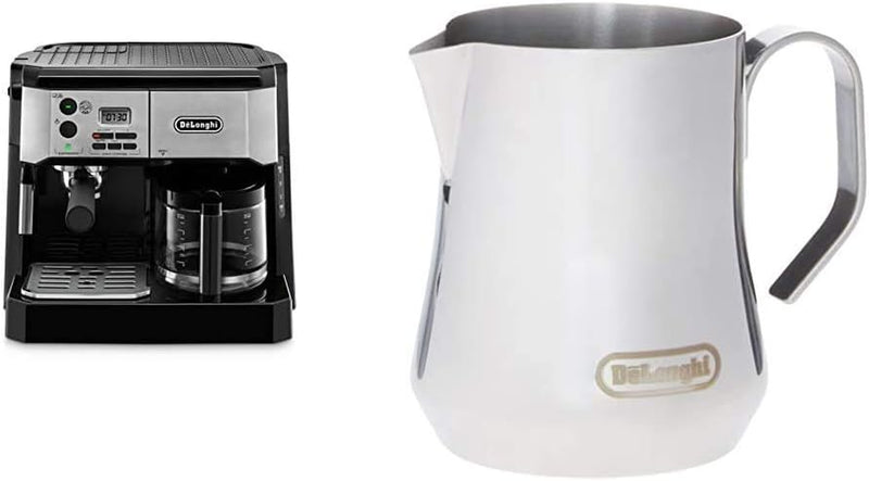 DeLonghi BCO430 Combination Pump Espresso and 10-Cup Drip Coffee Machine with Frothing Wand, Silver and Black