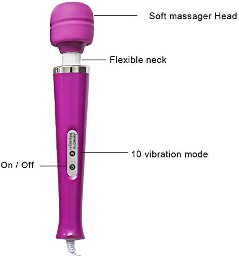 AEVEONE Wired Powerful Handheld Electric Massager, Strong Personal Vibration Magic Back Massage for Sports Recovery, Muscle Aches, Body Pain (Purple