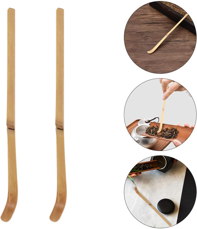 Hemoton 2 Pcs Bamboo Matcha Scoop Japanese Tea Leaf Sticks Tea Whisk Scooping Coffee Powder Scoop for Spices Condiments (Light Brown)