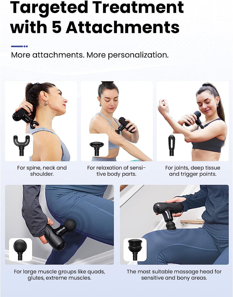 BOB AND BRAD Q2 Mini Massage Gun, Pocket-Sized Deep Tissue Massager Gun, Portable Percussion Muscle Massager Gun, Ultra Small & Quiet Muscle Massage Gun with Carry Case, FSA and HSA Eligible