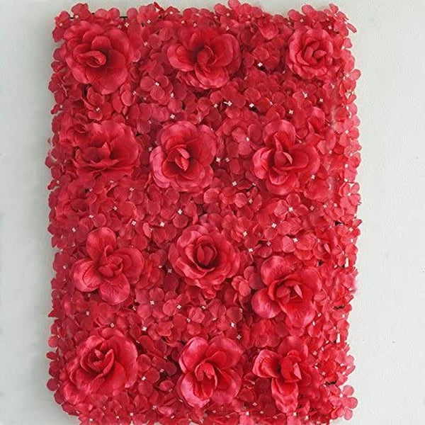 4-Pack Red 3D Silk Rose  Hydrangea Wall Mat for DIY Party Centerpieces