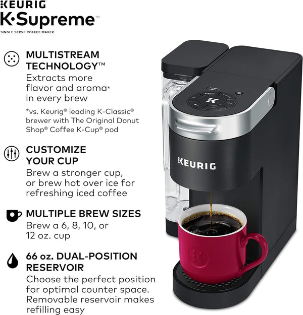 Keurig® K-Supreme Single Serve K-Cup Pod Coffee Maker, MultiStream Technology, Black