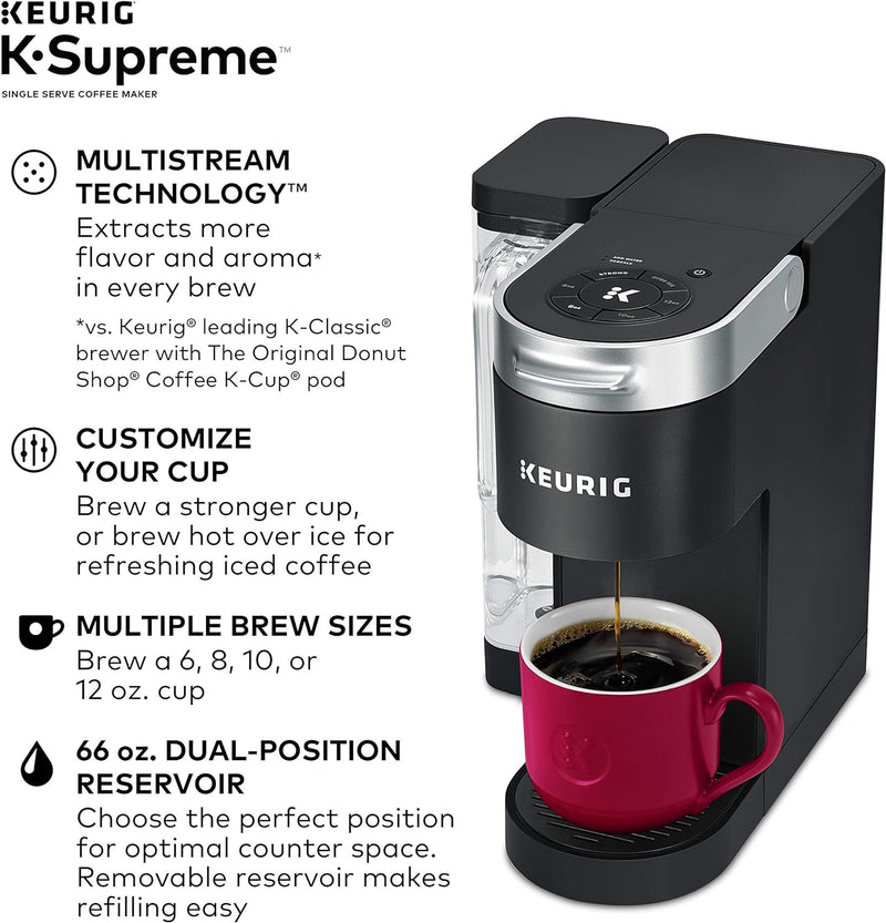 Keurig® K-Supreme Single Serve K-Cup Pod Coffee Maker, MultiStream Technology, Black