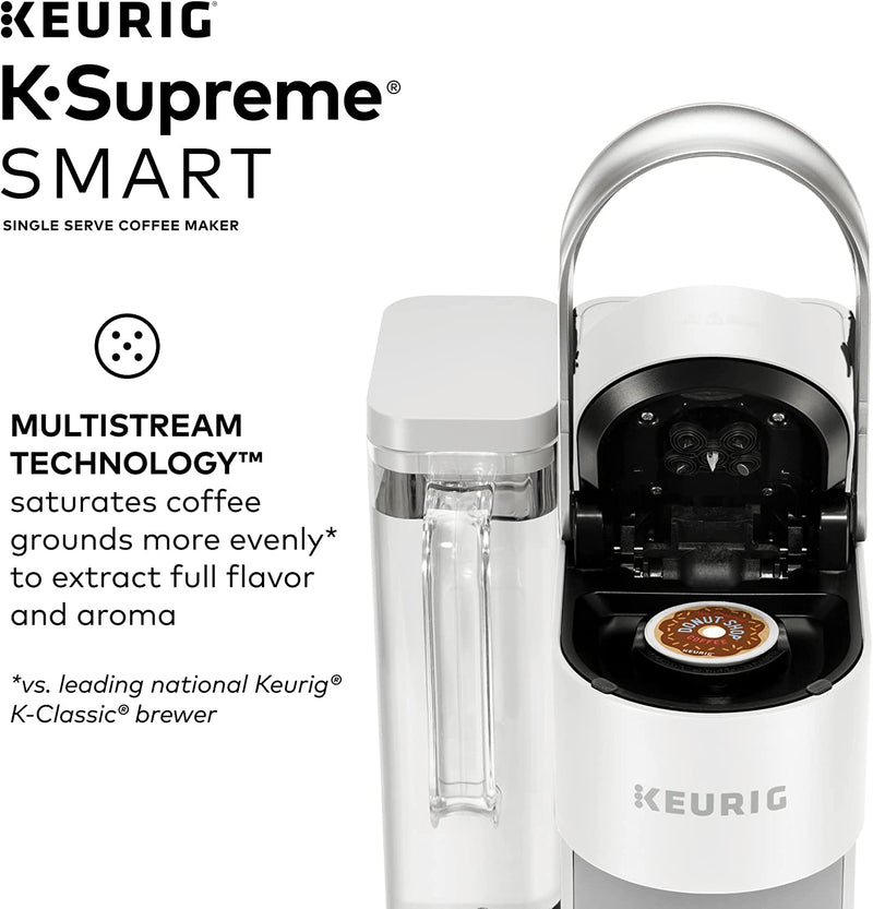 Keurig K-Supreme SMART Coffee Maker, MultiStream Technology, Brews 6-12oz Cup Sizes, White