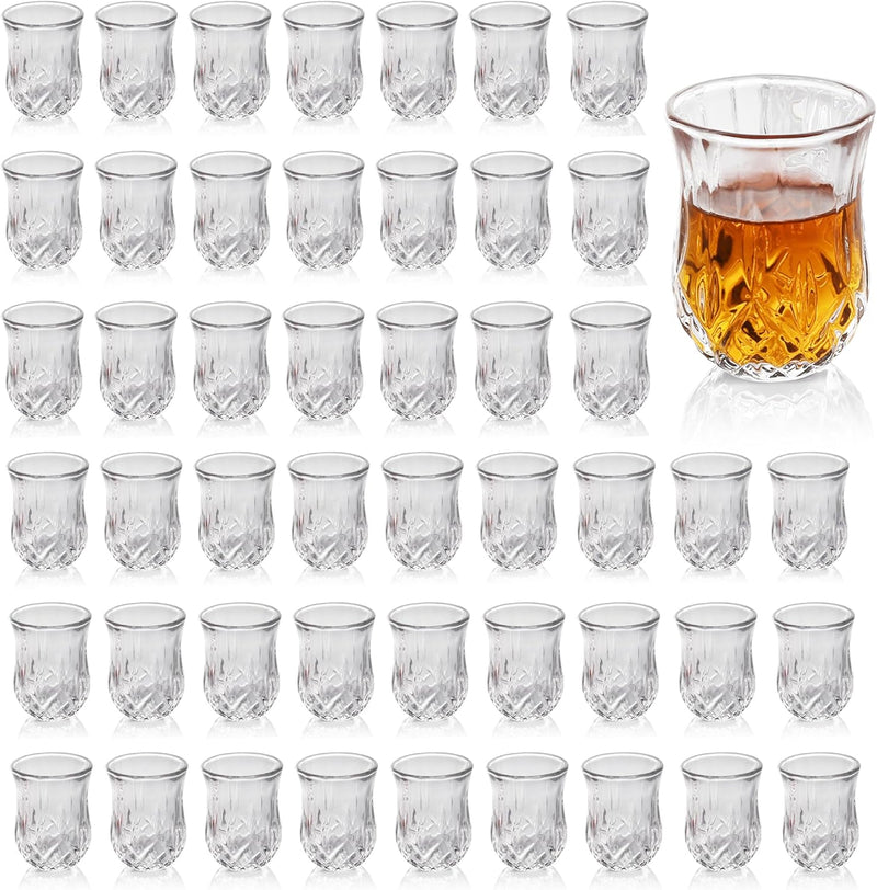 QUAFFER Shot Glass Set of 6 – Elegant Diamond Patterned Shot Glasses 1.75 oz – Classic Whisky Vodka Tequila Sherry Brandy Cordial Mini Snifters Glasses - Perfect for Parties, Bars, Events, Home Bar