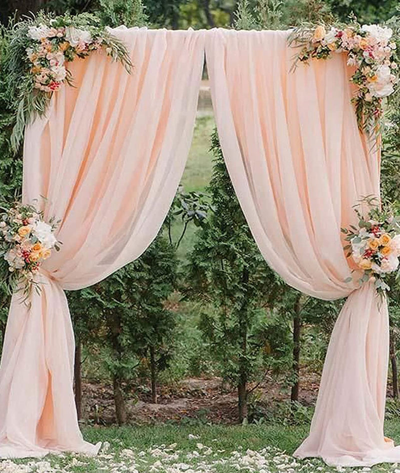 Champagne Wedding Arch Drapes - 2 Panels 6 Yards Sheer Backdrop Curtains for Reception
