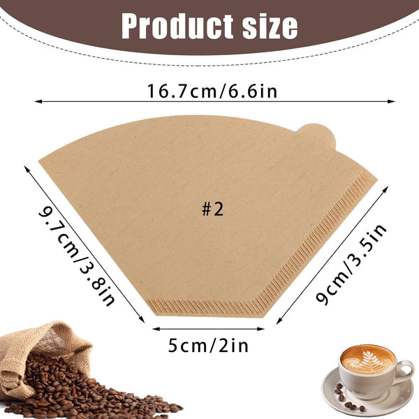 200 Count Coffee Filter #2, 2 Coffee Filters Cone Unbleached Disposable Coffee Filters 2 Cone Paper Fits for Drip and Compatible with Pour Over Coffee Maker(2-6 Cup)