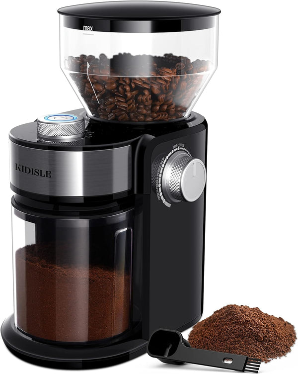 KIDISLE Electric Burr Coffee Grinder 3.0, Automatic Flat Burr Coffee for French Press, Drip Coffee and Espresso, Adjustable Burr Mill with 16 settings, 14 Cup, Black