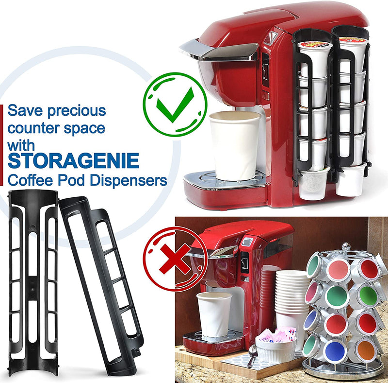 STORAGENIE Coffee Pod Holder for Keurig K-cup, Side Mount K Cup Storage, Perfect for Small Counters (2 Pack/For 10 K Cups, Black)