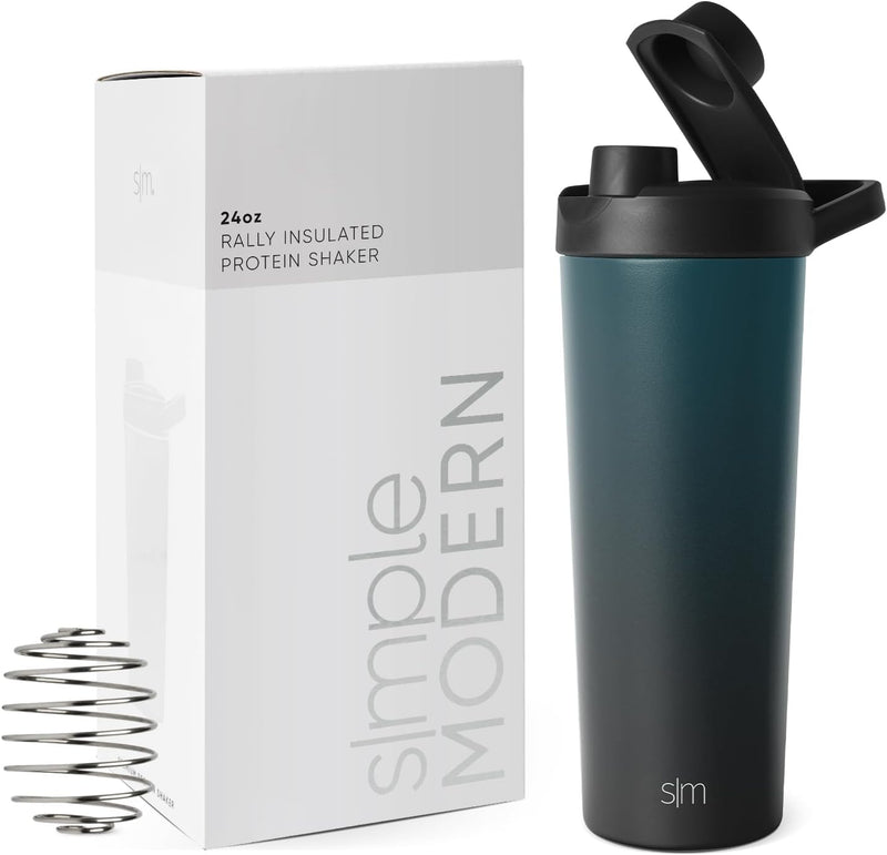 Simple Modern Stainless Steel Shaker Bottle with Ball 24oz | Metal Insulated Cup for Protein Mixes, Shakes and Pre Workout | Rally Collection | Lavender Mist