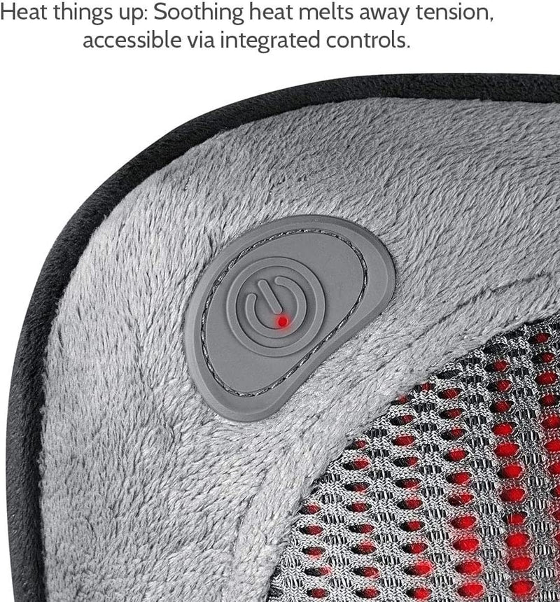 HoMedics Cordless Shiatsu All-Body Massage Pillow with Soothing Heat, Reverse Function, Rechargeable Battery, and Integrated Controls –Lightweight