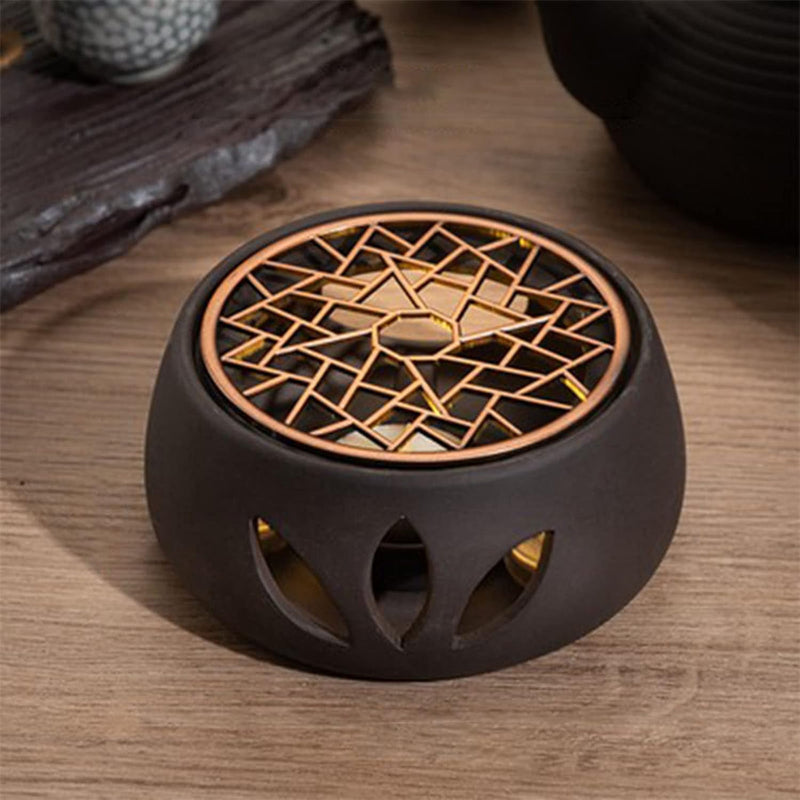 Teapot Warmer, Elegant Appearance Black Multifunctional Tea Light Warmer with Candle Holder for Restaurant (A Pad)