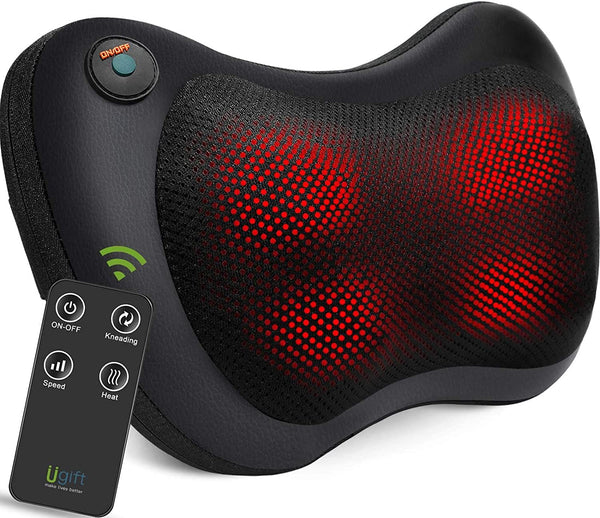 Neck and Back Massager with Heat -Massage Pillow with Remote Control Deep Tissue Shiatsu Kneading Shoulder Massager for Full Body Pain Relief Use at Home Car Office -Birthday Gifts for Him/Her