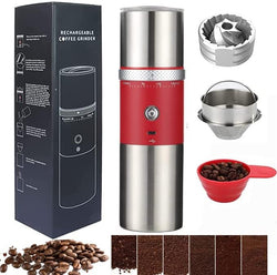 Electric Conical Burr Coffee Grinder Mni Portable Cordless Rechargeable Espresso Travel Coffee Bean Grinder Stainless Steel Coffee Maker with 15 Fine to Coarse Grind Settings Christmas Gift (Black)