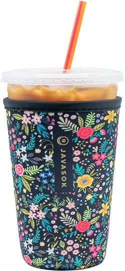 Sok It Java Sok Iced Coffee & Cold Soda Insulated Neoprene Cup Sleeve (English Garden Picnic, Medium: 24-28oz)