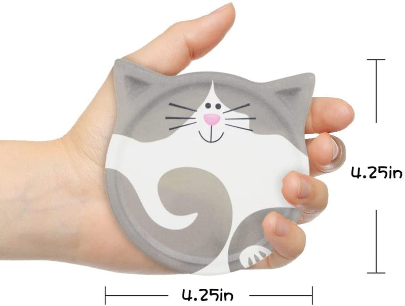 Funny Coasters for Drinks Absorbent, Cat Shaped Ceramic Coasters Set of 4, Unique Gift Ideas for Cat Lovers, Bar Dining Table Decor Housewarming Birthday Gift - 4.25''