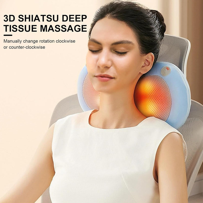 Neck Massager for Pain Relief Deep Tissue,Back Massager with Heat,Mothers Day Gifts,Gifts for Women Men Dad Mom,Electric 3D Shiatsu Shoulder Back Deep Kneading Massage Pillow(Blue)