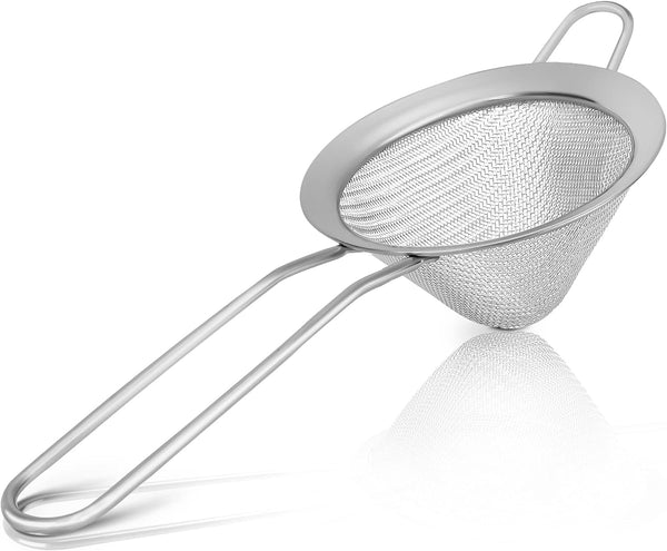 Rainspire Stainless Steel Small Strainer Fine Mesh Strainer, Mini Cocktail Strainer For Cocktails Tea Herbs Coffee & Drinks, Tea Strainer with Handle, Rust Proof, Silver