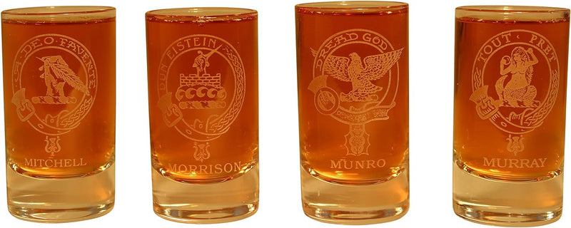 Collins Glencairn Clan Crest Crystal Dram Tot Glass - Mitchell Morrison Munro Murray