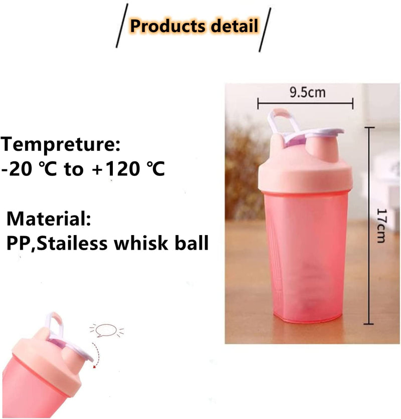 Protein Shaker Bottle Blender for Shake and Pre Work Out, Best Shaker Cup (BPA free) w. Classic Loop Top & Whisk Ball, Kitchen Water Bottle (16OZ-400ML-1PACK, Black Top/Black Body)