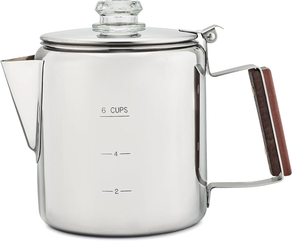 COLETTI Bozeman Camping Coffee Pot – Coffee Percolator – Percolator Coffee Pot for Campfire or Stove Top Coffee Making (6 CUP)