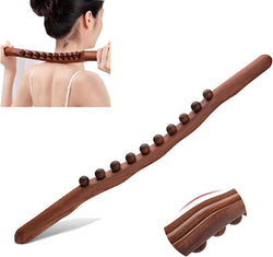 USIASM Guasha Wood Stick Wooden Scraping Stick Wood Therapy Massage Tools Lymphatic Drainage Massager 10 Beads Point Treatment Gua Sha Tools for Neck and Back