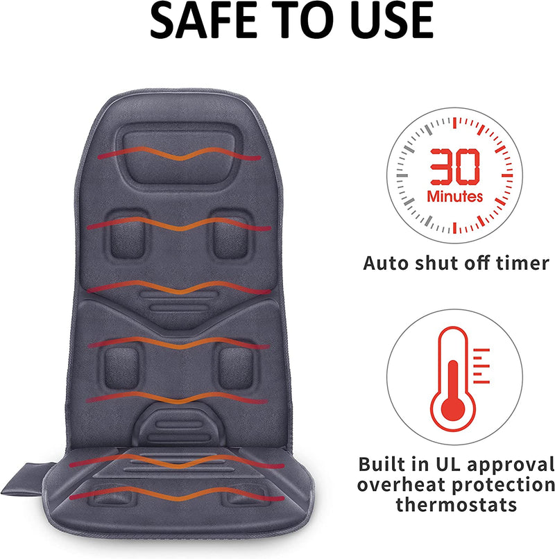 COMFIER Back Massager with Heat, 10 Motors Vibration Seat Massager, Chair Massage Pad, Heated Chair Pad, Chair Warmer,Gifts for Elderly, Mom, Dad (Gray)