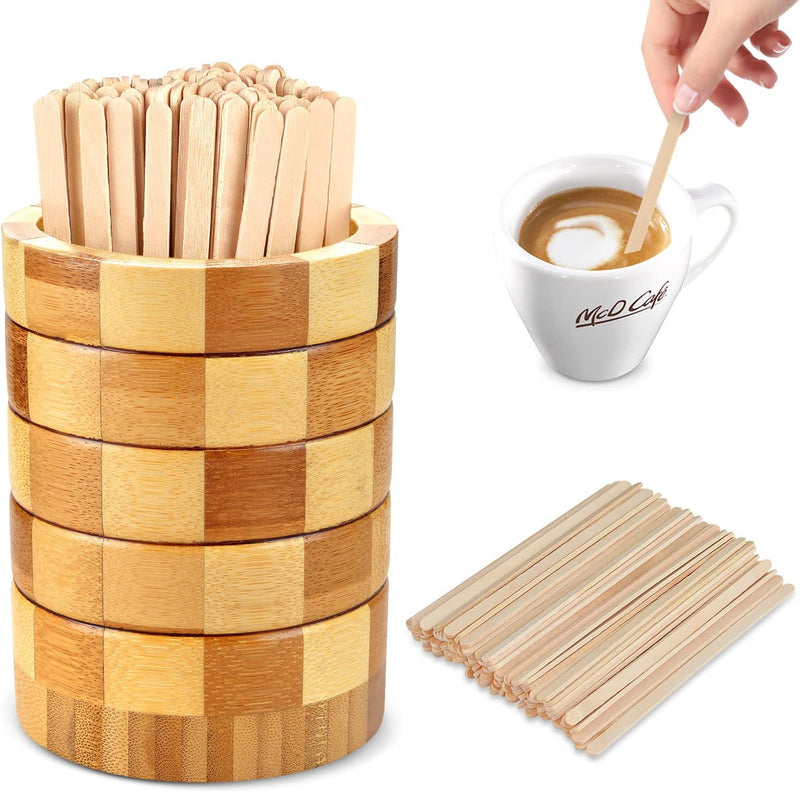 101 Pcs Coffee Stirrers Holder Set 1 Pcs Stirrers Holder 100 Pcs Disposable Stir Straws for Coffee Bar Coffee Stir Sticks For Coffee Milk Cocktail Tea Drinks Stirrer Straw Holder Home Kitchen