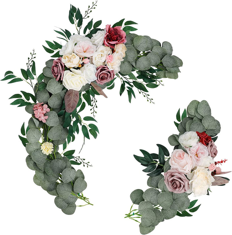 Artificial Flower Swag Wedding Arch Decor 2Pcs - Dusty Rose